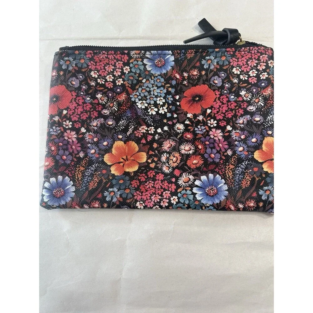 Black, Red and Pink Cosmetic Bag with Floral Design
